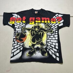 Vintage 1997 Looney Tunes Taz Got Game Shirt USA Made L Basketball Double Sided